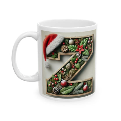 Personalised 'z' edition christmas mug - unique gift for xmas - stocking filler - drinkware washable reusable reuse ceramic cup tumbler coff