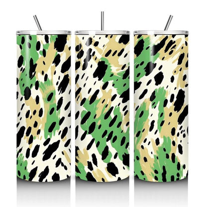 Green leopard print tumbler 20oz - perfect for on-the-go hydration - vacuum flask - cup drinkware mug bottles water bottles bottled portable