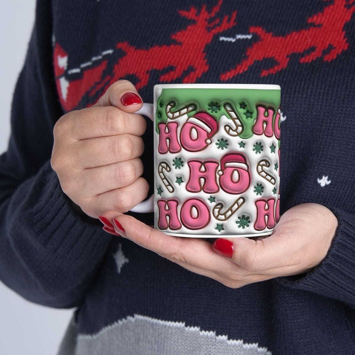 Ho ho ho christmas 3d mug - perfect for hot drinks - tumblers, drinkware cup bottles reusable ceramic washable  reuse gift obsession xmas mu