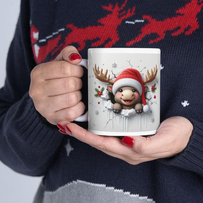Ceramic christmas cute baby reindeer 3d mug - perfect for gifts and celebrations - tumblers drinkware cup washable reusable reuse ceramic co