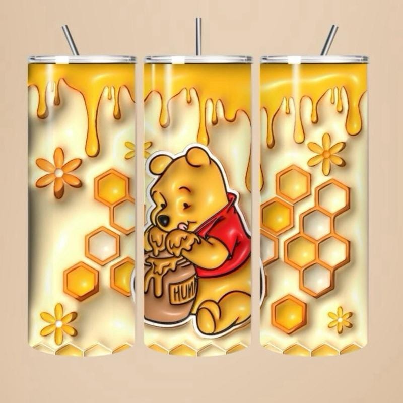 Winnie pooh tumbler 20oz - cute design for drinking enthusiasts - portable flask for on-the-go beverages mothers day mug bottle thermal coff