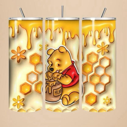 Winnie pooh tumbler 20oz - cute design for drinking enthusiasts - portable flask for on-the-go beverages mothers day mug bottle thermal coff