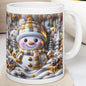 3d christmas snowman mug – elegant gold and silver festive design, perfect for holiday cheer and gifts! drinkware tumbler cup washable reu