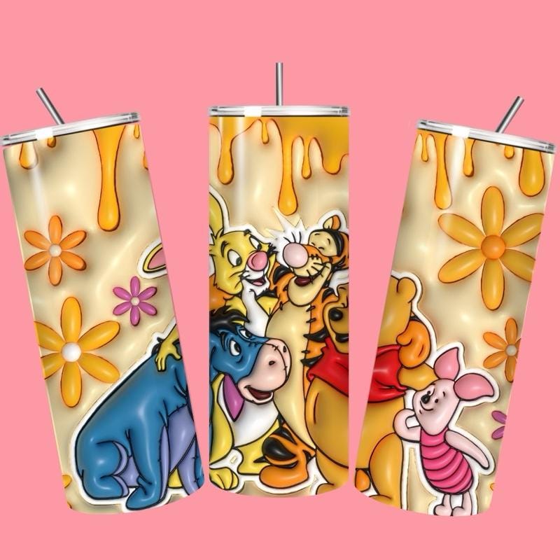 Winnie pooh and friends tumbler 20oz - cute design for drinking enthusiasts - portable flask for on-the-go beverages drinkware mug water bot