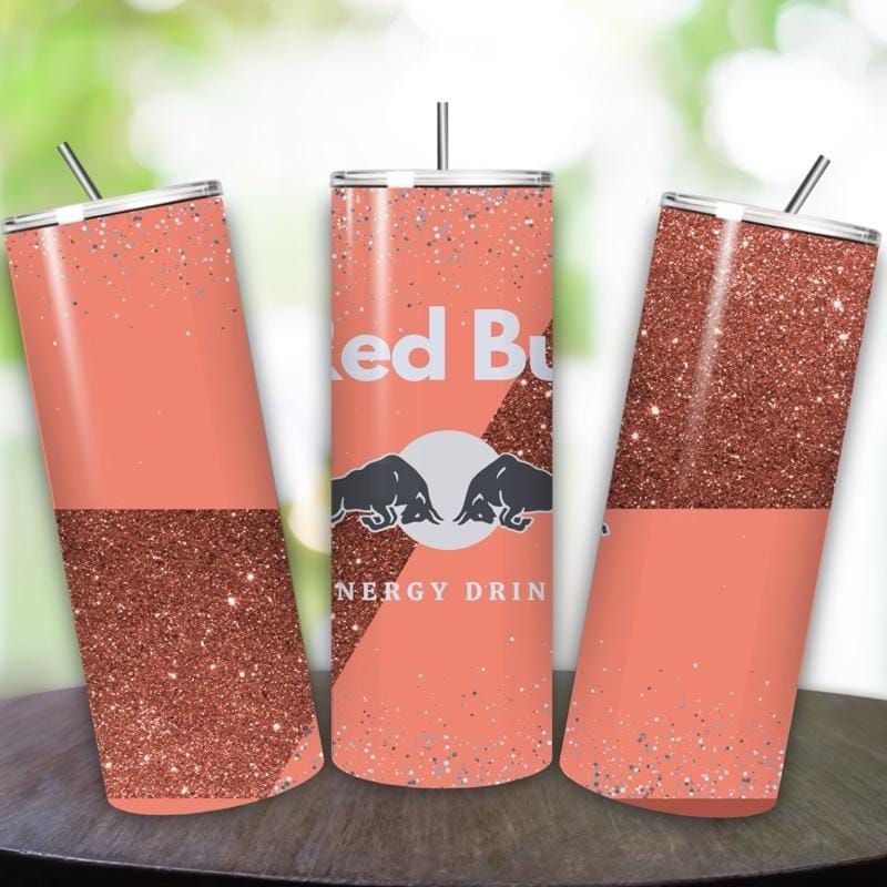 Red bull tumbler 20oz - peach orange glitter style perfect for on-the-go hydration - vacuum flask - cup drinkware mug bottles water bottles
