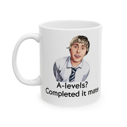 Funny mug - inbetweeners a levels completed it mate mug - funny inbetweeners jay cartwright gift coffee mug drinkware washable reusable tumb
