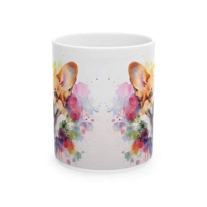 Corgi dog floral art mug for coffee and tea, perfect christmas or birthday gift puppy drinkware tumbler cup washable ceramic reusable reuse