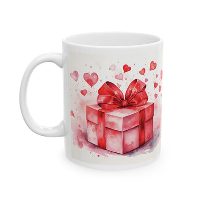 Red pink christmas mug with bow - secret santa or stocking filler gifts xmas christmas valentines drinkware reuse tumbler reusable washable
