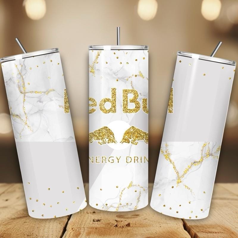 Red bull tumbler 20oz - white gold marble glitter style perfect for on-the-go hydration - vacuum flask - cup drinkware mug bottles water bot