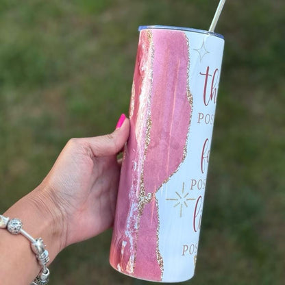20oz think positive self love mental health cute girly tumbler - perfect for your drinkware needs - washable flasks mug water bottles bottle