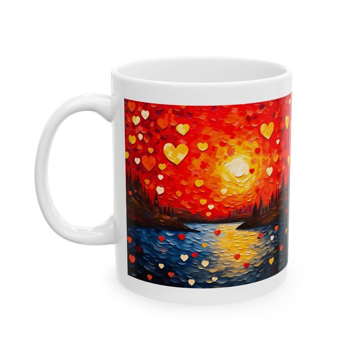 Cute sunset mountain mug - perfect gift for boyfriend or girlfriend - xmas christmas or valentine's gift - tumblers, drinkware cup reusable