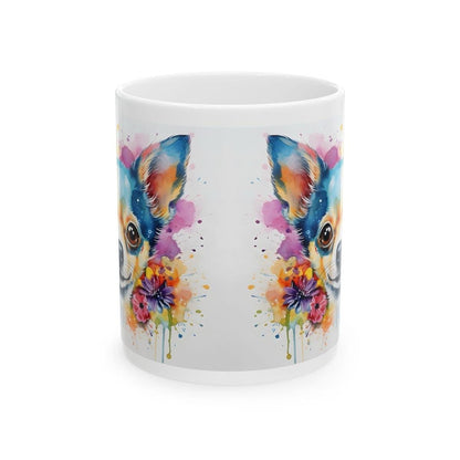 Chihuahua floral art mug for coffee and tea - perfect christmas or birthday gift - cup, drinkware washable reusable tumbler reuse ceramic fe