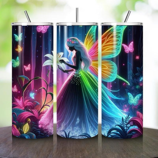Fairy butterfly tumbler 20oz - perfect for on-the-go hydration - vacuum flask - cup drinkware mug bottles water bottles bottled portable gif