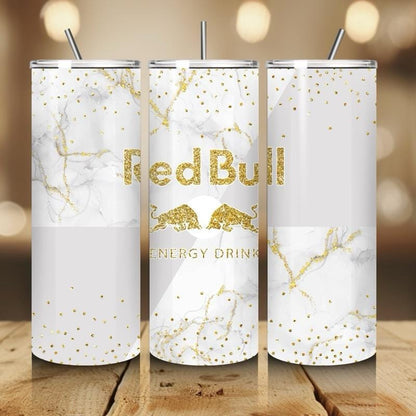 Red bull tumbler 20oz - white gold marble glitter style perfect for on-the-go hydration - vacuum flask - cup drinkware mug bottles water bot