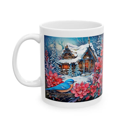 Snowy christmas house cottage mug - perfect secret santa stocking filler gift drinkware reusable reuse washable tumbler ceramic coffee cup x