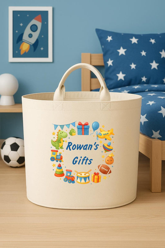 Personalised birthday gift basket storage Felt Trug, perfect gifts boys kids gift fun storage basket trugs toy storage cute friend mum
