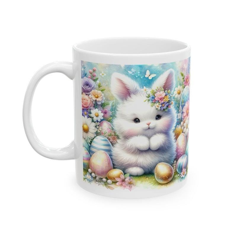 Easter bunny mug - cute gift - perfect for hot drinks - drinkware, tumblers cup bottles reusable washable portable reuse ceramic coffee east
