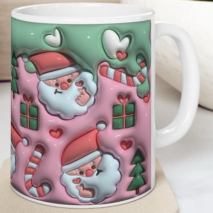 Santa style 3d mug - perfect for your christmas celebrations - cup, drinkware tumblers bottles reusable reuse ceramic washable obsession xma