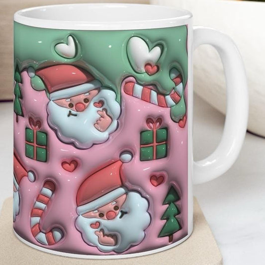 Santa style 3d mug - perfect for your christmas celebrations - cup, drinkware tumblers bottles reusable reuse ceramic washable obsession xma