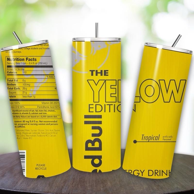 Red bull yellow edition tumbler 20oz - style perfect for on-the-go hydration - vacuum flask - cup drinkware mug bottles water bottles bottle