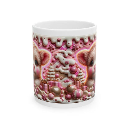 3d pink highland cow christmas mug – adorable festive design with candy accents, perfect for holiday gifting! drinkware reusable washable