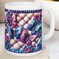 Pink blue quilted 3d mug - perfect for hot and cold drinks - drinkware, tumblers cup ceramic coffee reusable bottles reuse washable glass