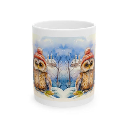 Cute owls christmas mug - secret santa stocking filler gift drinkware tumbler washable coffee reuse cup reusable ceramic xmas mugs tea festi