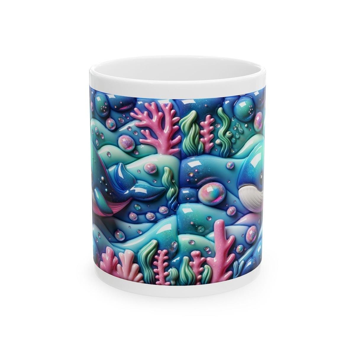Baby whale 3d ocean mug - gifts drinkware tumbler cup reusable washable ceramic reuse coffee xmas mugs tea festive kids children cute girly