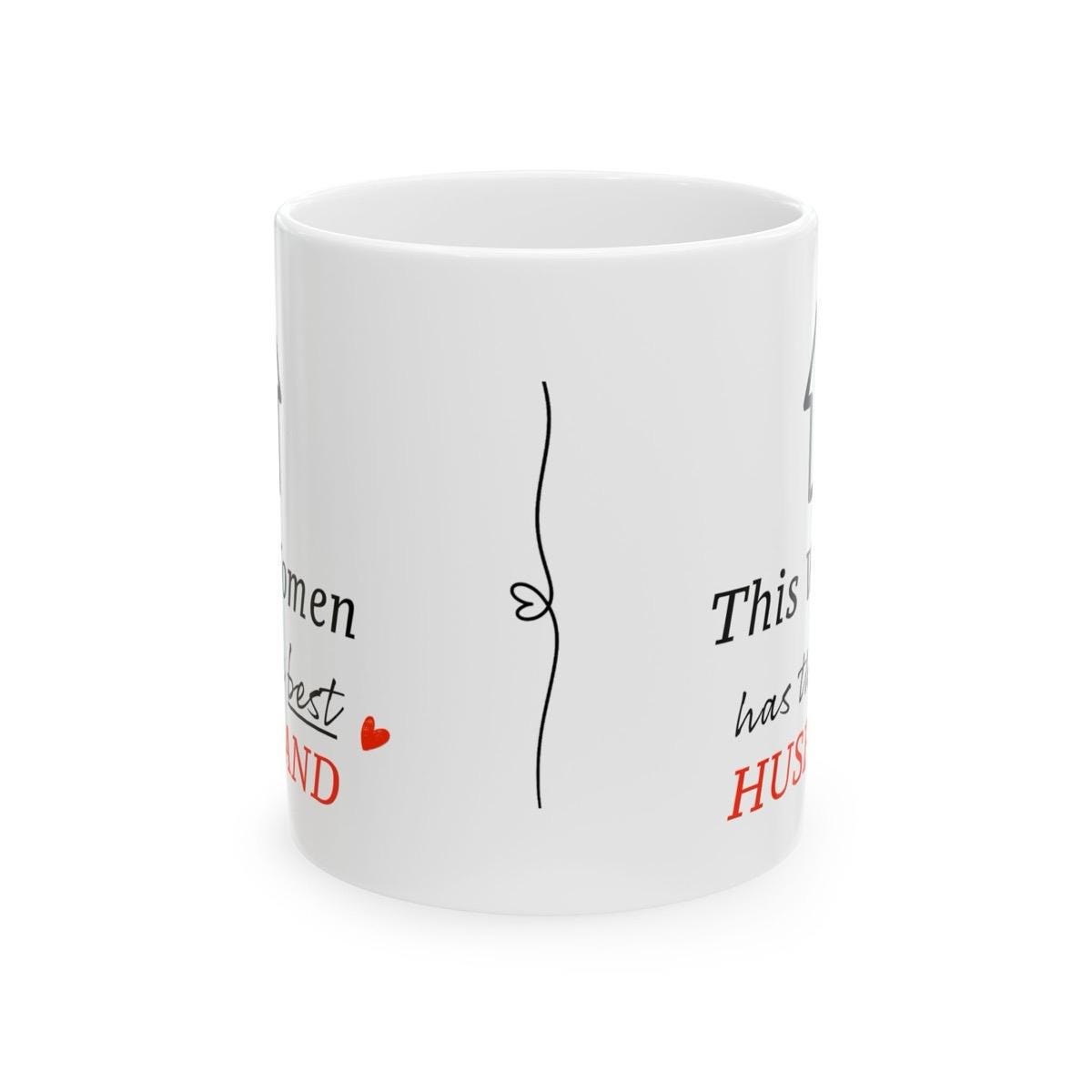 Funny valentines gift mug - this woman has the best husband - drinkware - tumblers washable cup reusable ceramic reuse coffee cute heart val