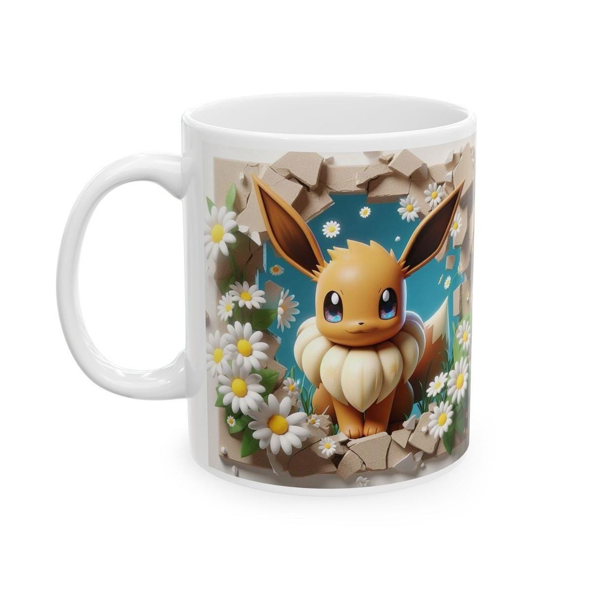 Eevee style 3d mug - perfect christmas secret santa gift or stocking filler - tumblers, drinkware cup bottles ceramic washable reusable reus