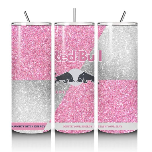 Red bull tumbler 20oz - pink glitter style perfect for on-the-go hydration - vacuum flask - cup drinkware mug bottles water bottles bottled