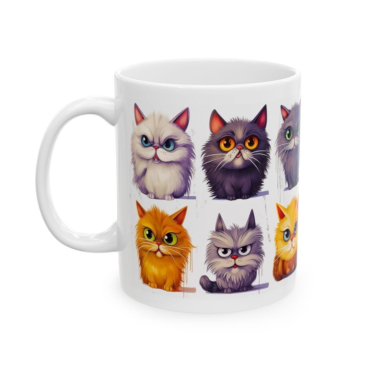 Funny cat mug - perfect gift for cat lovers, xmas christmas secret santa - drinkware kitten  reusable washable reuse ceramic coffee cup tumb