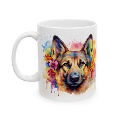 German shepherd floral coffee mug - perfect xmas christmas gift for dog lovers - drinkware tumblers ceramic washable reuse cup reusable tea