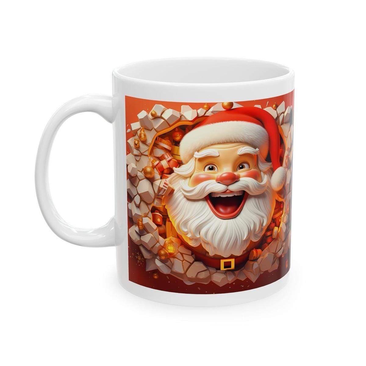 Santa 3d mug - christmas secret gift stocking filler drinkware reuse reusable washable tumbler ceramic coffee cup neutral mugs xmas tea fest