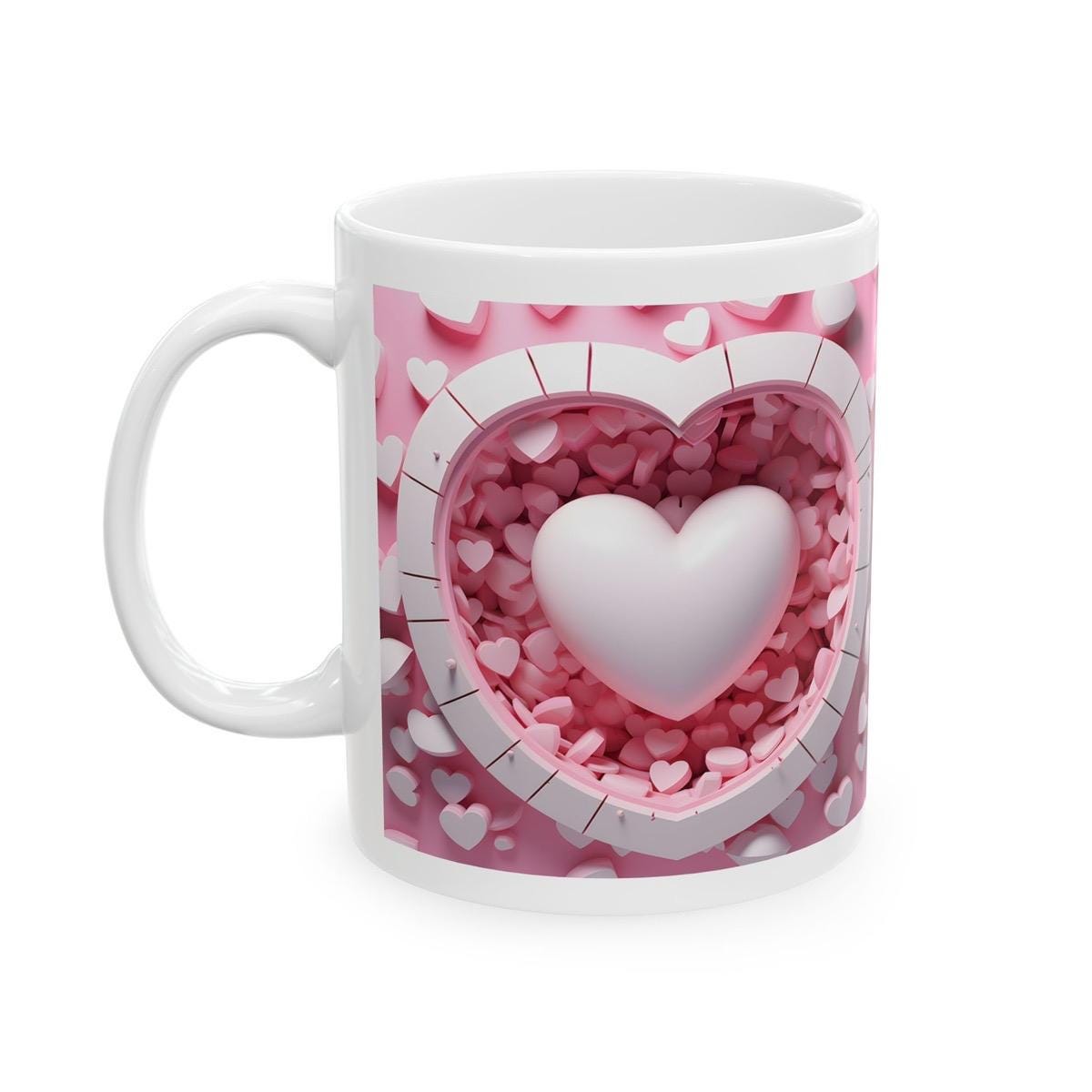 3d love heart mug - pink style - xmas secret santa stocking filler - valentines christmas gift for girlfriend boyfriend wife husband gifts d