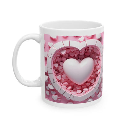 3d love heart mug - pink style - xmas secret santa stocking filler - valentines christmas gift for girlfriend boyfriend wife husband gifts d
