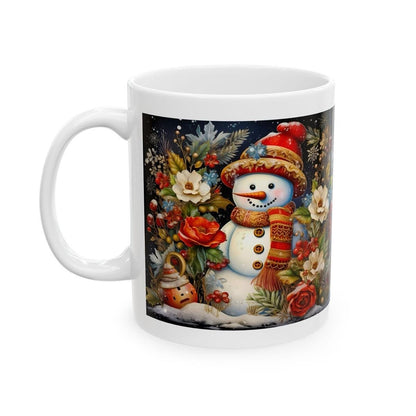 Funny snowman 3d floral christmas mug - secret santa stocking filler gift - gifts drinkware washable reusable tumbler reuse cup coffee ceram