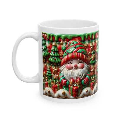 3d sparkly festive baby santa mug - cozy holiday design with red and green accents - perfect christmas gift drinkware reuse reusable washabl