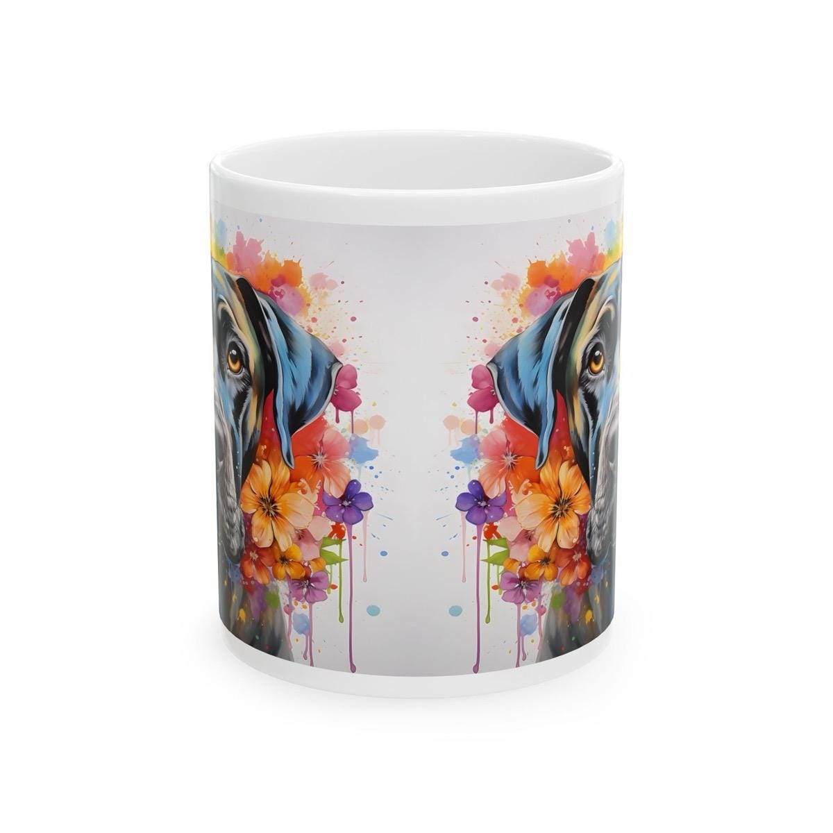 Great dane floral art mug for dog lovers - xmas christmas gift - perfect for coffee and tea - tumblers, drinkware cup washable reusable reus