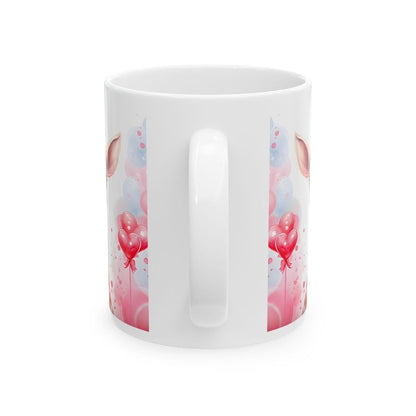 Cute love heart giraffe mug - perfect xmas stocking filler for boyfriend or girlfriend - washable, drinkware cup coffee tumbler reuse reusab