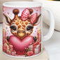 Cute giraffe valentine's mug for drinks - cup, drinkware tumblers bottles coffee washable reusable gifts reuse ceramic girly heart valentine
