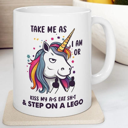 Funny sarcastic rude mug gifts - take me as i am or eat my ass - tumblers, drinkware cup reusable washable ceramic reuse coffee mugs cute no