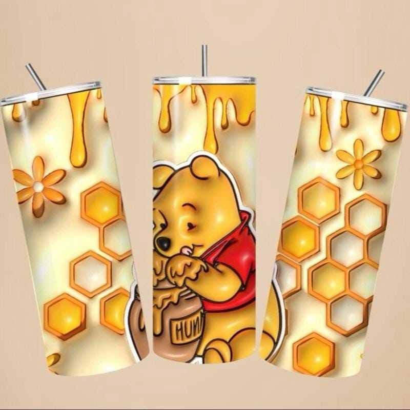 Winnie pooh tumbler 20oz - cute design for drinking enthusiasts - portable flask for on-the-go beverages mothers day mug bottle thermal coff