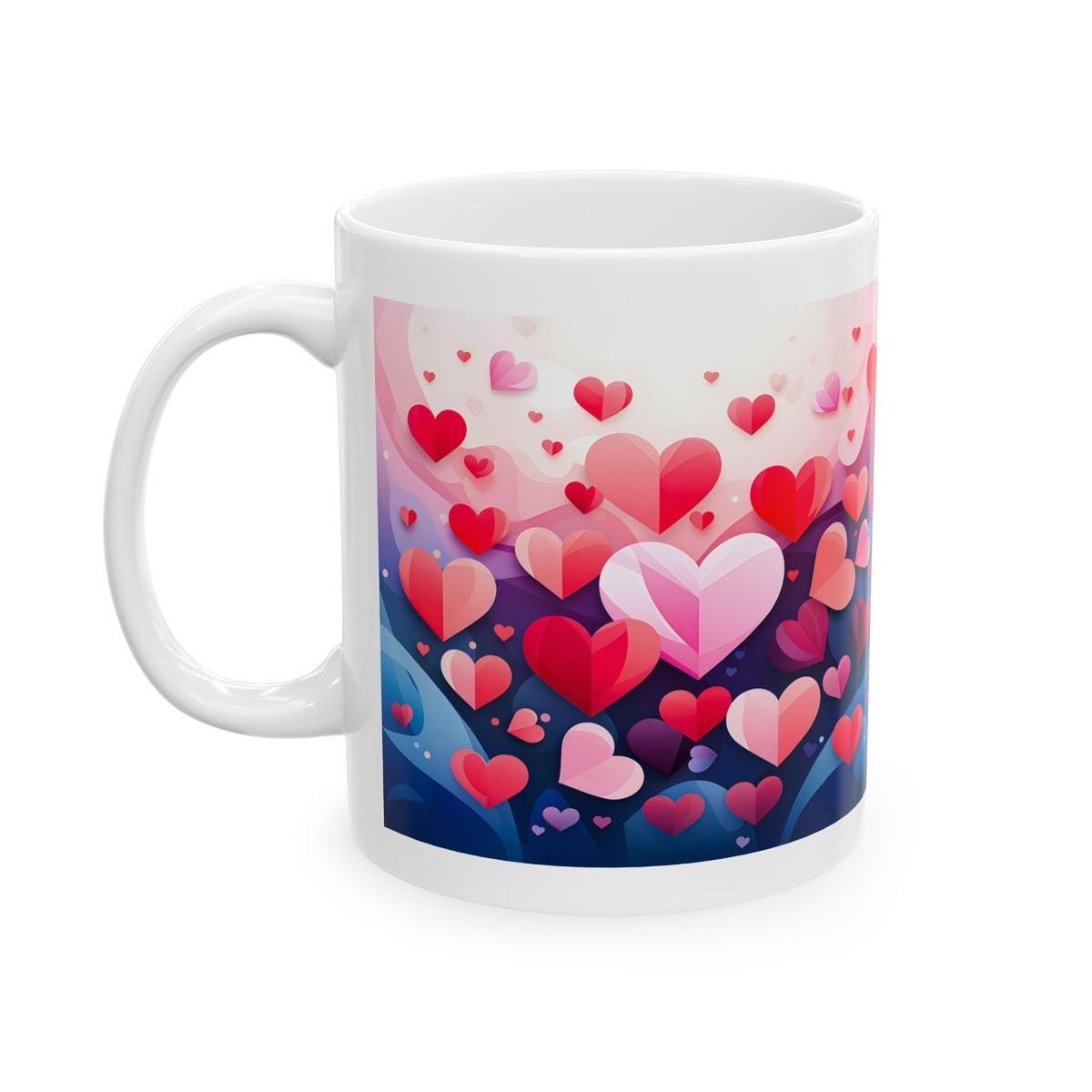 Cute love hearts mug - perfect valentine's and xmas gift for drinkware lovers tumbler washable cup reusable coffee reuse ceramic christmas b