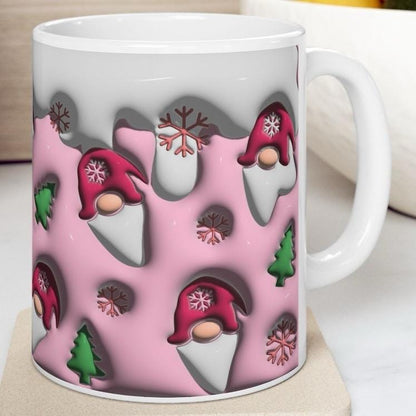 3d santa pink mug - perfect for your morning drinks - drinkware, cup tumblers bottles reusable reuse ceramic washable coffee xmas mugs tea m