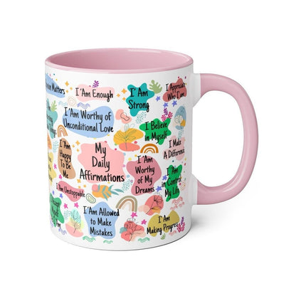 Daily affirmations cute mug mental health self care - perfect for drinking - drinkware, tumblers cup bottles reusable reuse ceramic washable