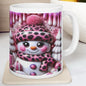3d snowman mug – whimsical christmas winter design with pink accents, perfect for festive gifting! reuse coffee xmas mugs tea drinkware re