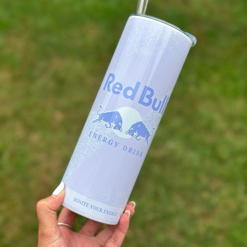 Red bull tumbler 20oz - purple glitter style ‘naughty bitch energy’ ‘unleash your slay’ perfect for on-the-go hydration - vacuum fla