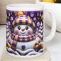 3d snowman christmas mug – festive holiday cup with cosy purple and gold accents, ideal for christmas gifting! drinkware tumbler reusable