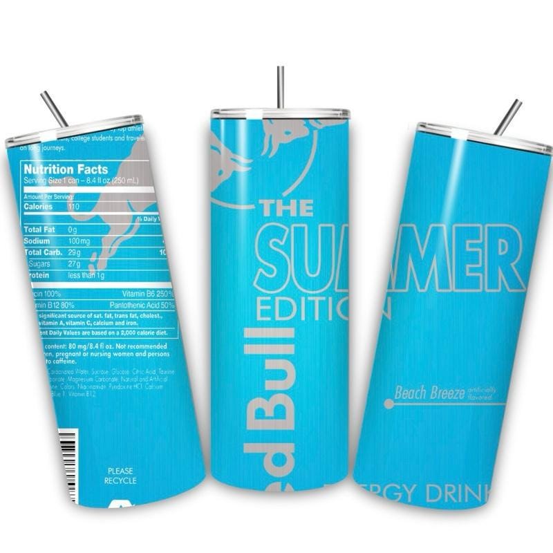 Red bull summer edition tumbler 20oz - blue perfect for on-the-go hydration - vacuum flask - cup drinkware mug bottles water bottles bottled